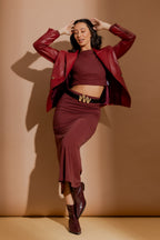 Burgundy Tencel Bias Skirt