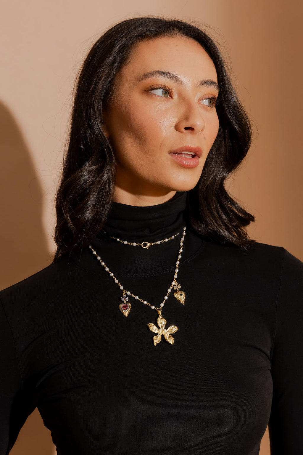 Gold Pearl Chain With Charms