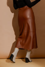Tan Faux Leather Skirt