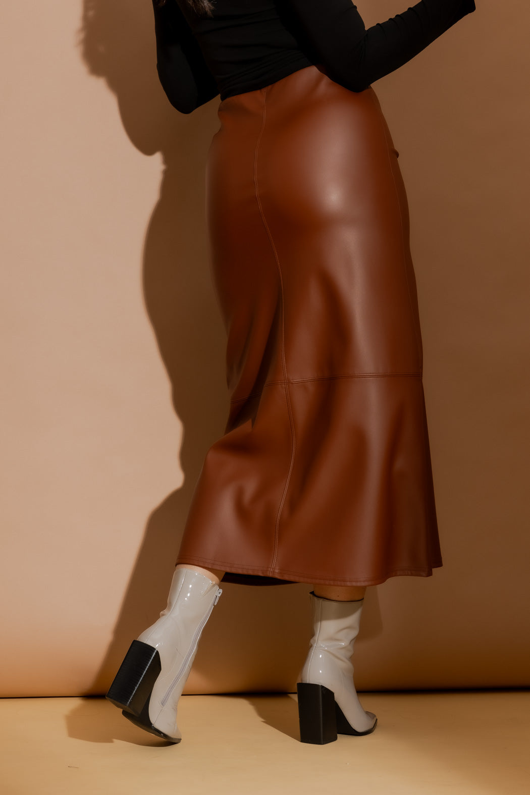 Tan Faux Leather Skirt