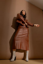 Tan Faux Leather Skirt