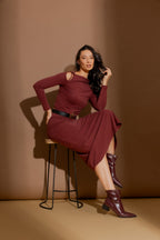 Burgundy Tencel Bias Skirt