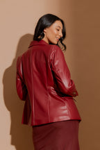 Deep Red Croc Coated Sisca Blazer Deep Red
