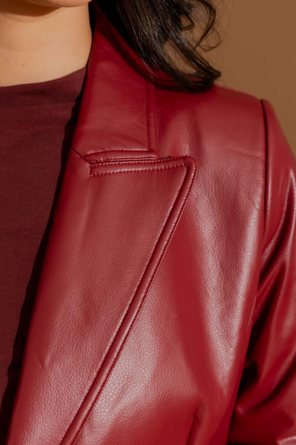 Deep Red Croc Coated Sisca Blazer Deep Red