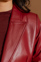 Deep Red Croc Coated Sisca Blazer Deep Red