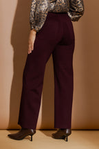 Merlot Ponte Pocket Wide Leg Pant