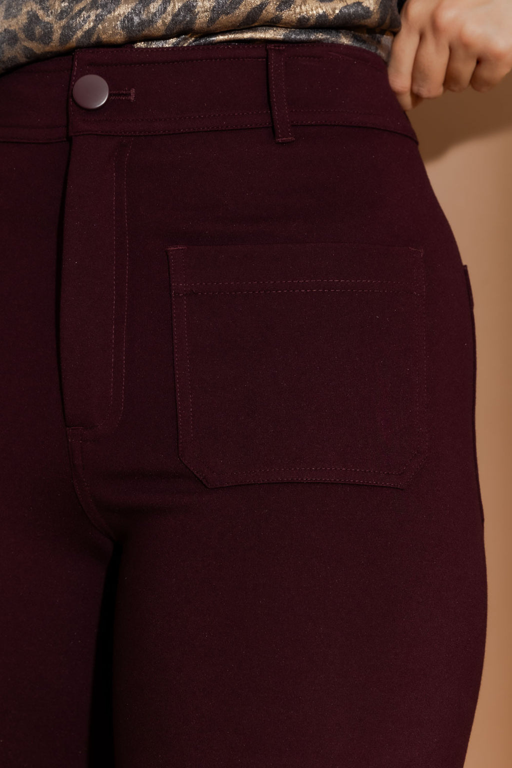 Merlot Ponte Pocket Wide Leg Pant