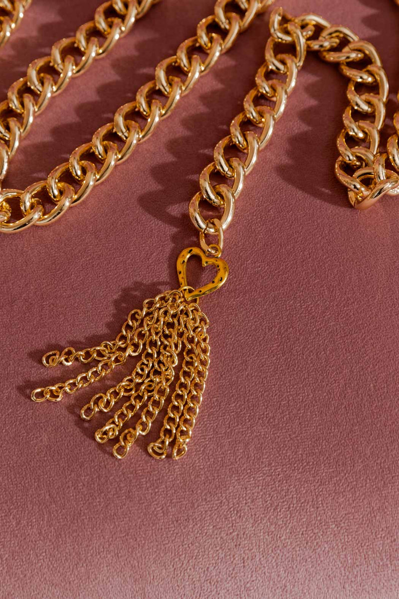 Gold Chain Tassel Belt Gold O/S