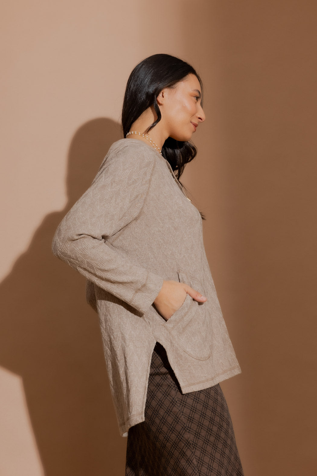 Oatmeal Textured Raglan Hoodie