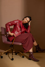 Deep Red Croc Coated Sisca Blazer Deep Red