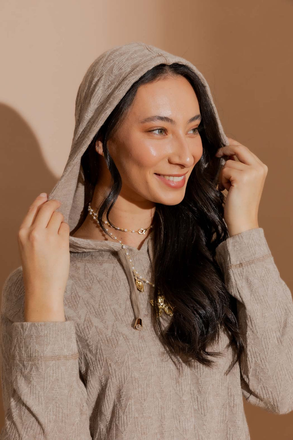 Oatmeal Textured Raglan Hoodie