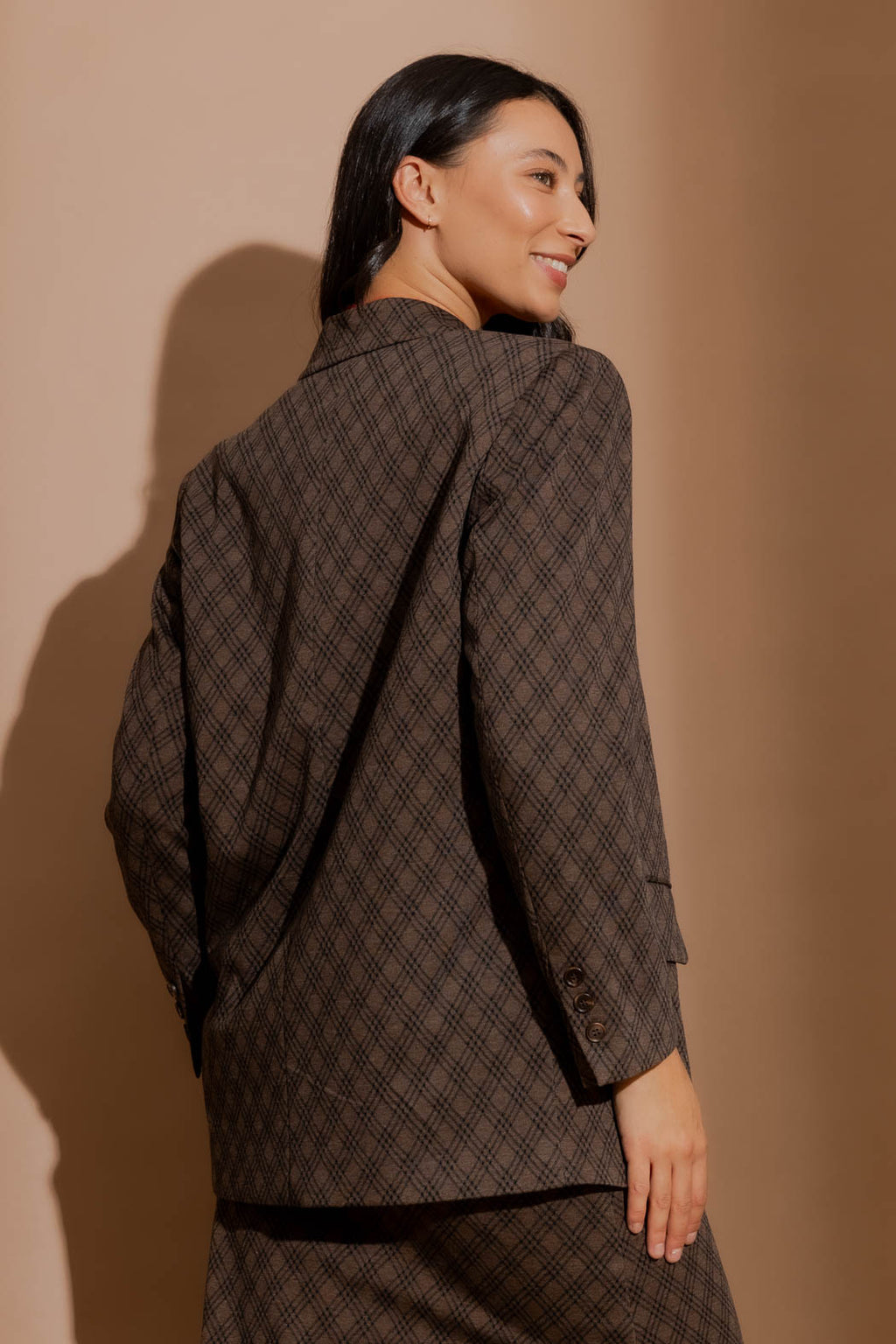 Mocha Check Boyfriend Blazer Mocha Check