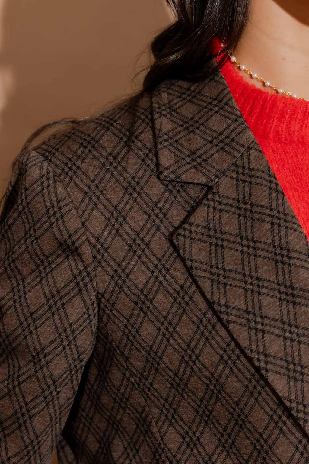 Mocha Check Boyfriend Blazer Mocha Check