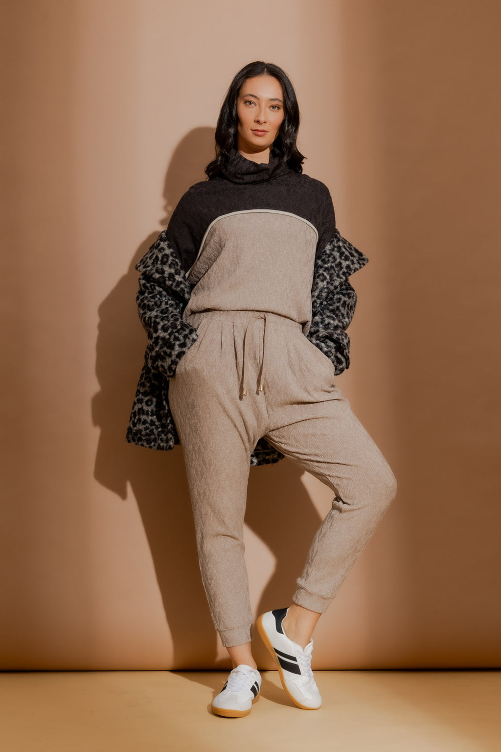 Oatmeal Textured Slouch Pant
