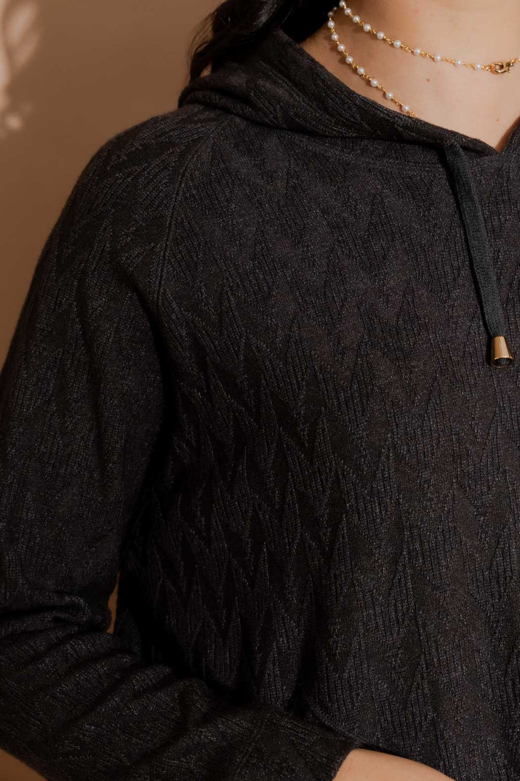 Charcoal Textured Raglan Hoodie