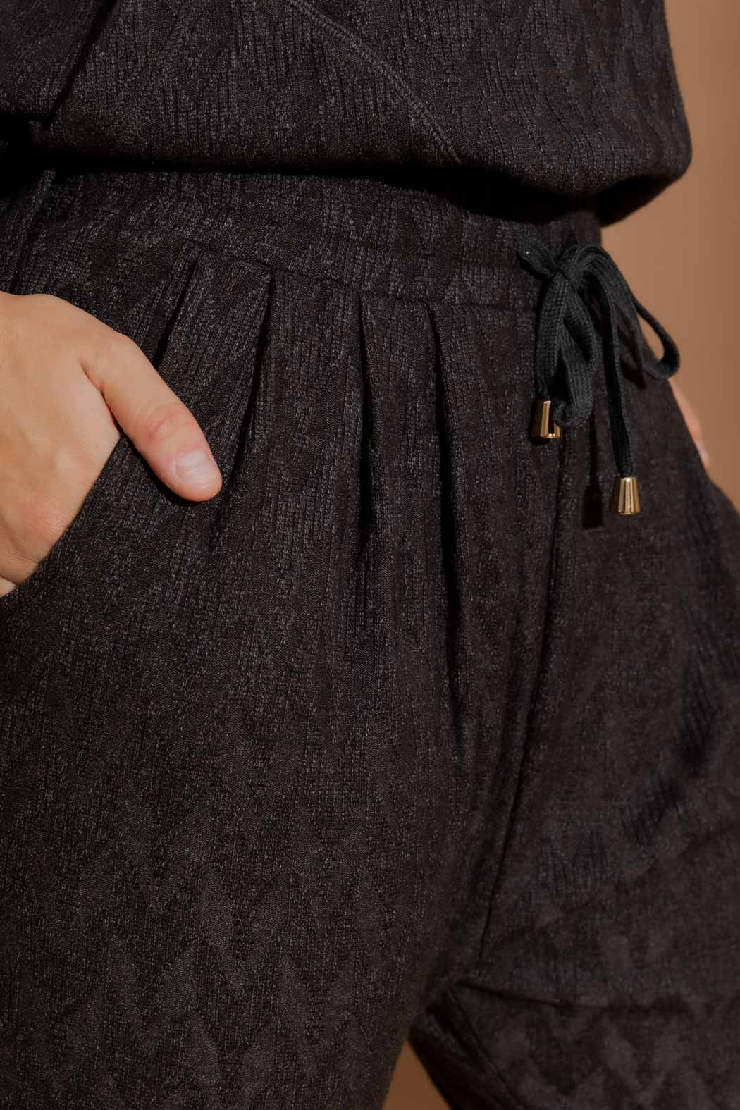 Charcoal Textured Slouch Pant