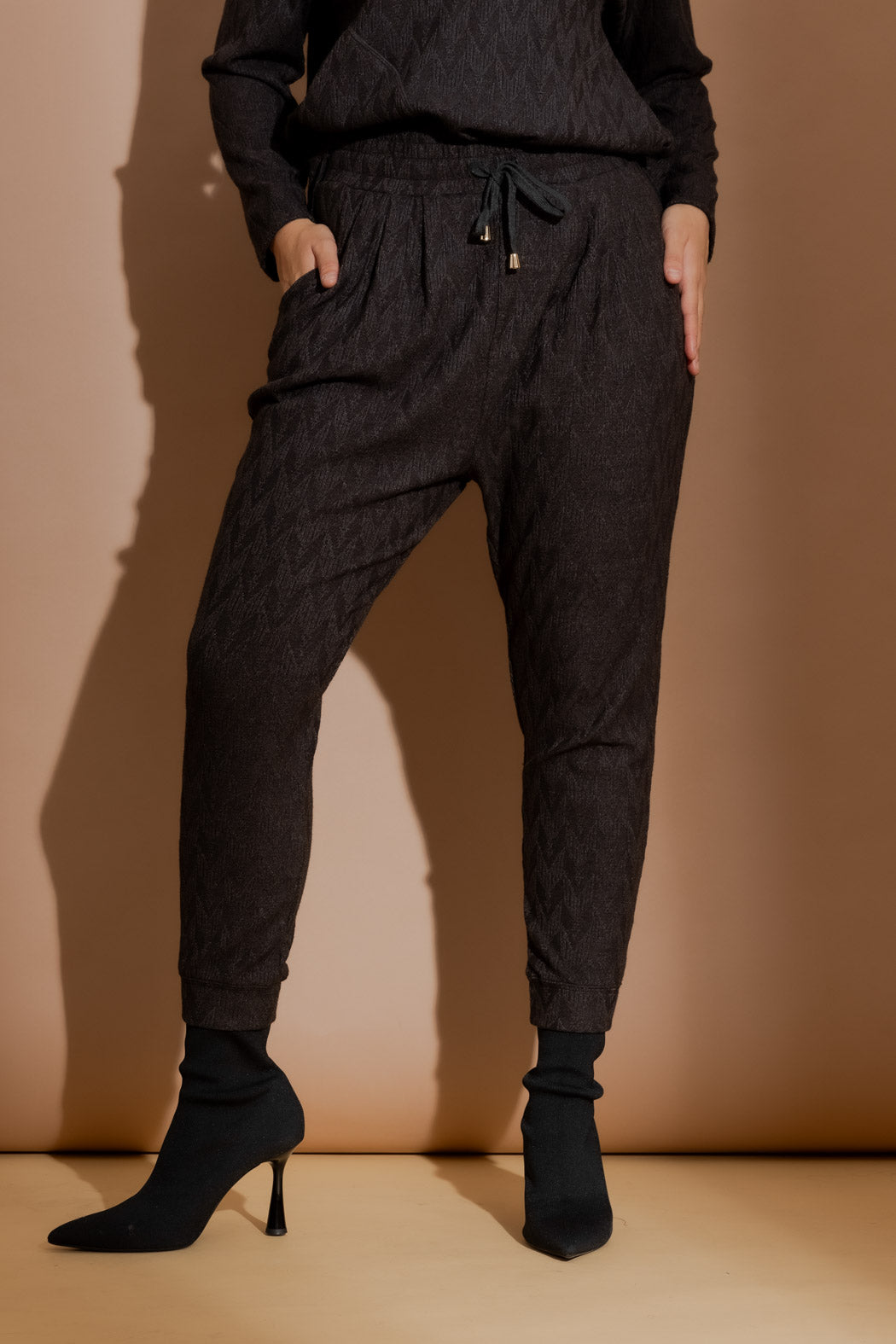Charcoal Textured Slouch Pant