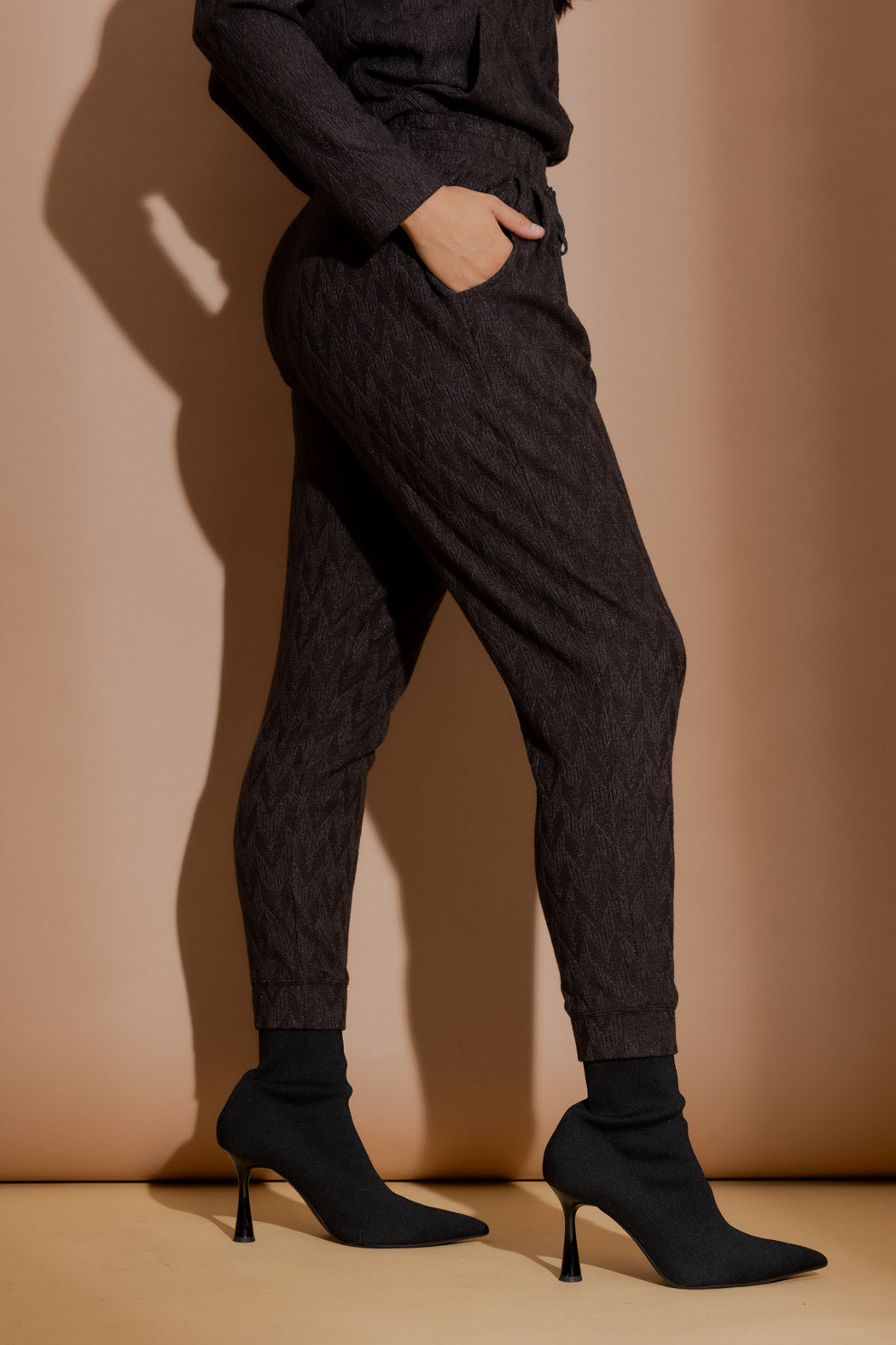 Charcoal Textured Slouch Pant