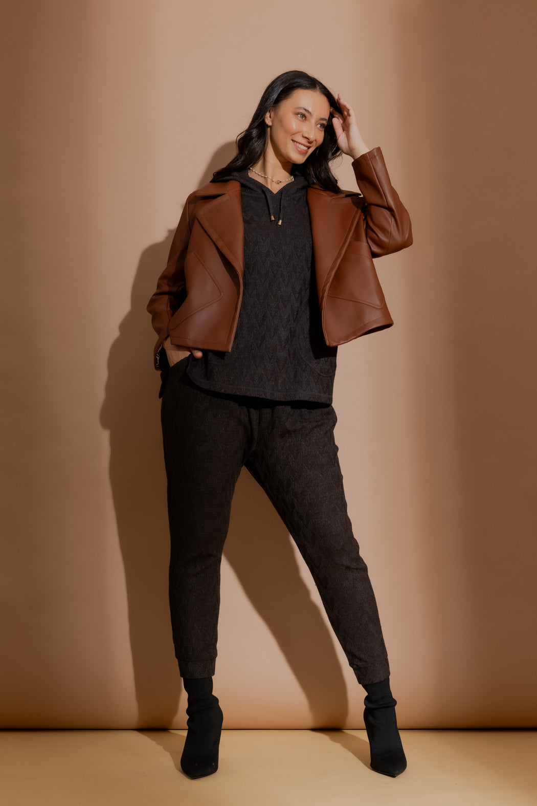 Charcoal Textured Slouch Pant