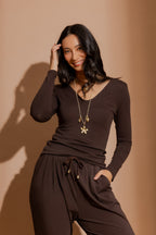 Nutmeg Tencel Long Sleeve Lust Top