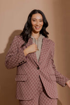 Plum Check Boyfriend Blazer