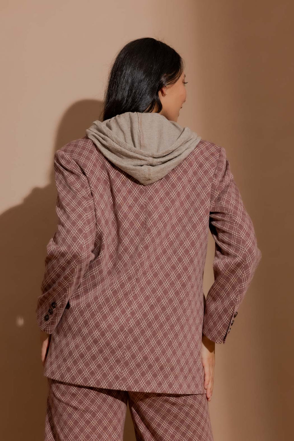 Plum Check Boyfriend Blazer
