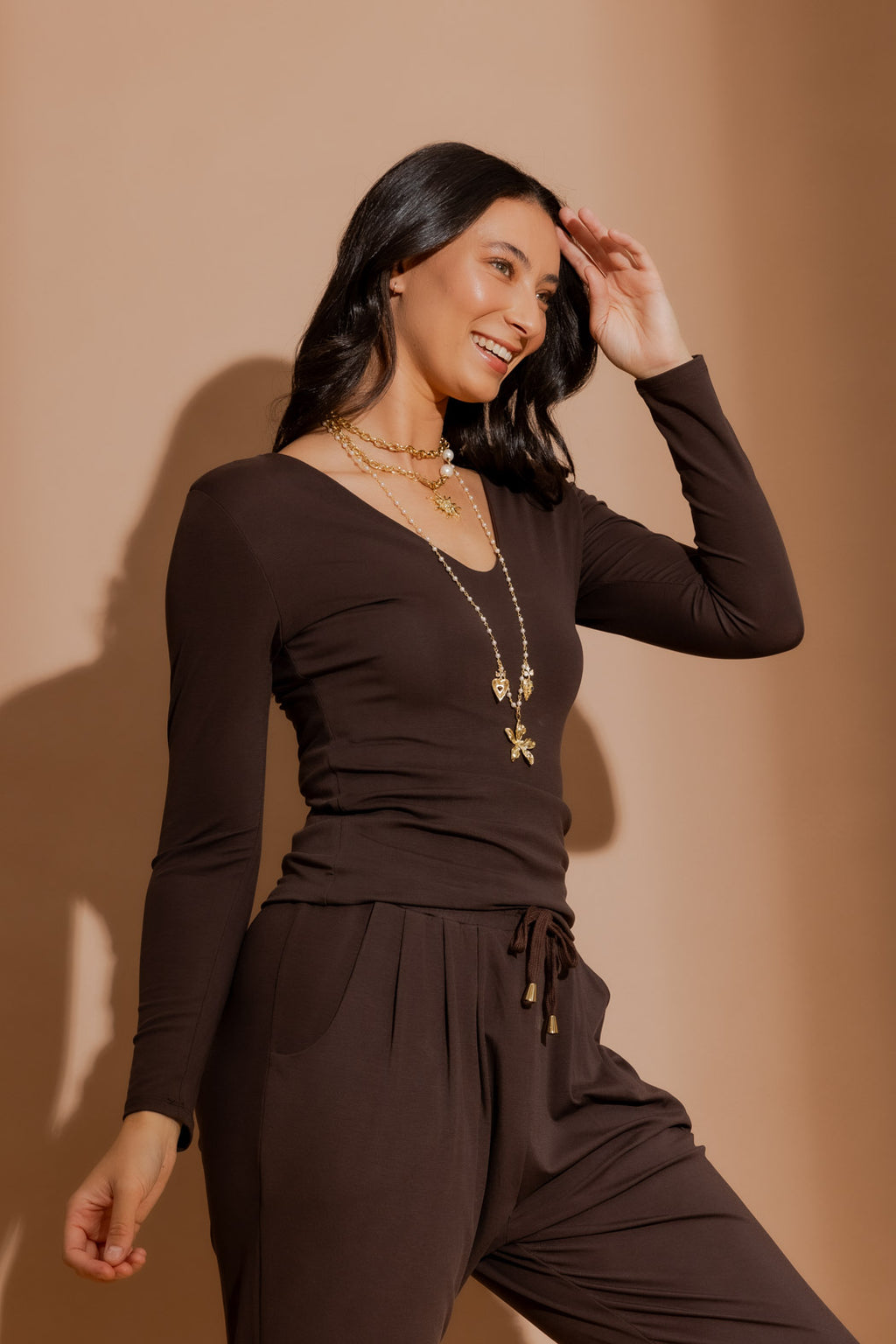 Nutmeg Tencel Long Sleeve Lust Top