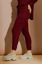 Burgundy Textured Slouch Pant