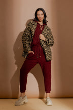 Burgundy Textured Slouch Pant