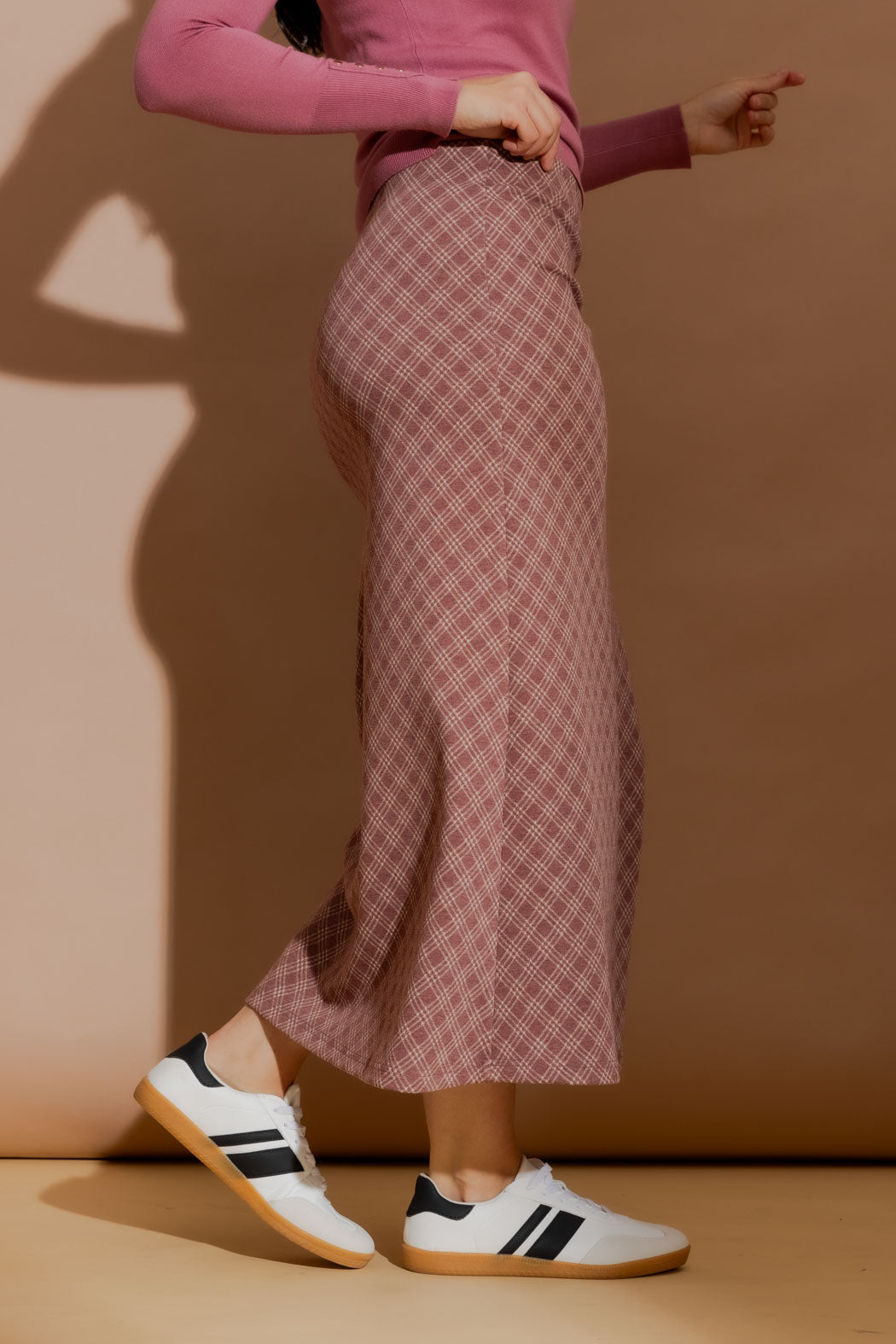 Plum Check Skirt