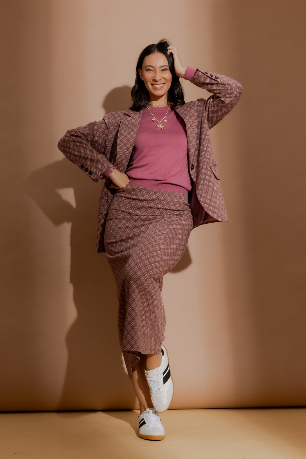 Plum Check Skirt