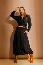 Black Silky Button Charlie Shirt