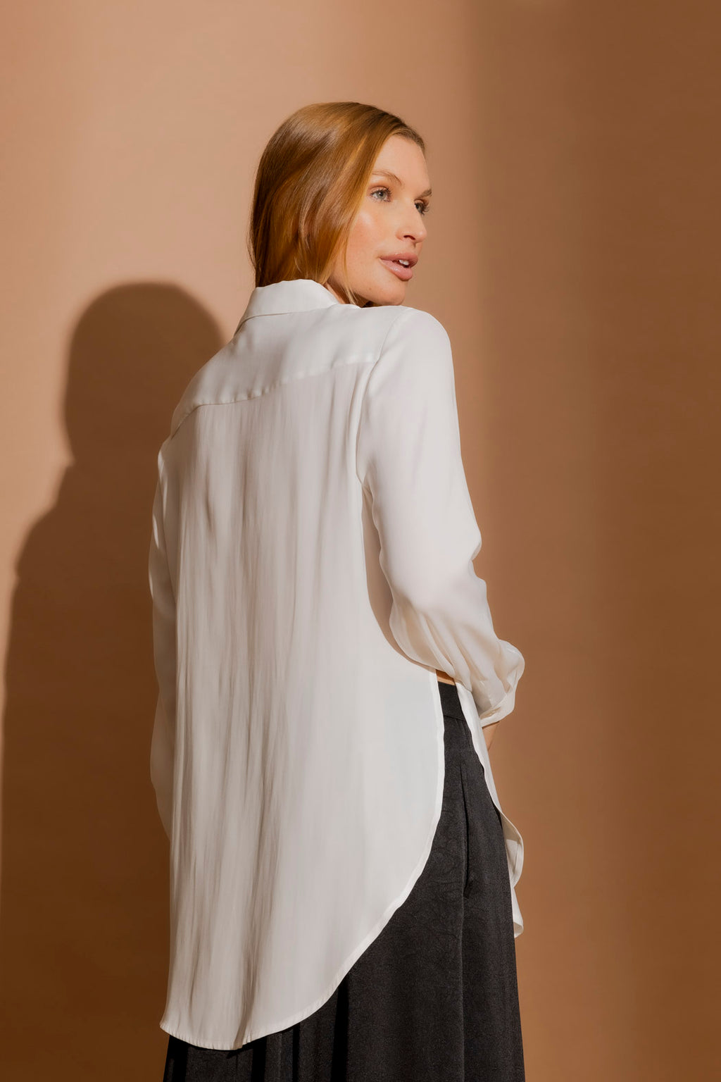 White Silky Button Charlie Shirt