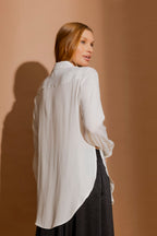 White Silky Button Charlie Shirt