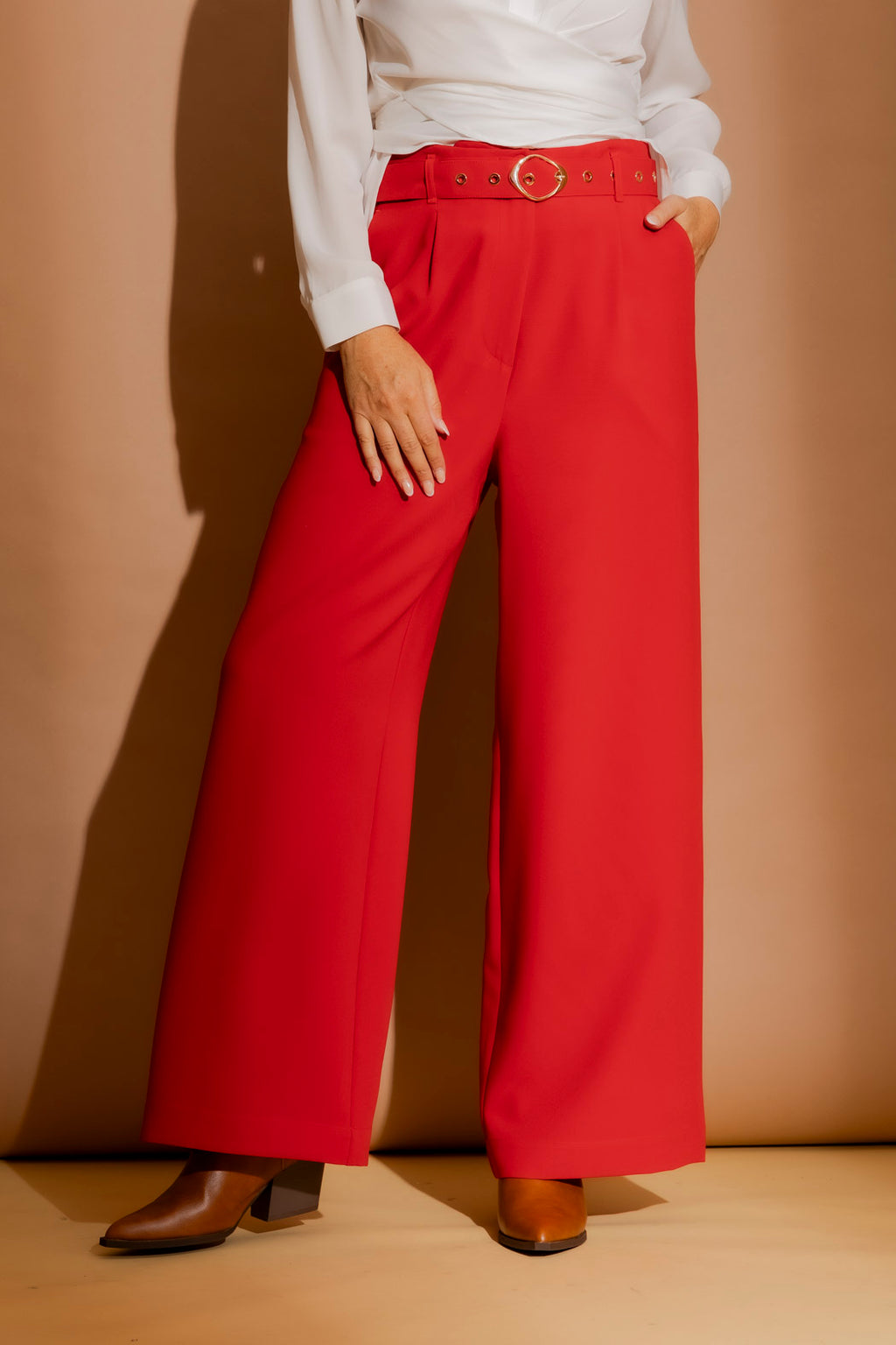 Red Euro Wide Leg Pant