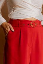 Red Euro Wide Leg Pant