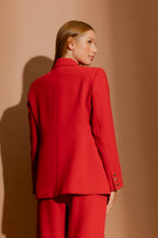Red Euro Double Breasted Blazer