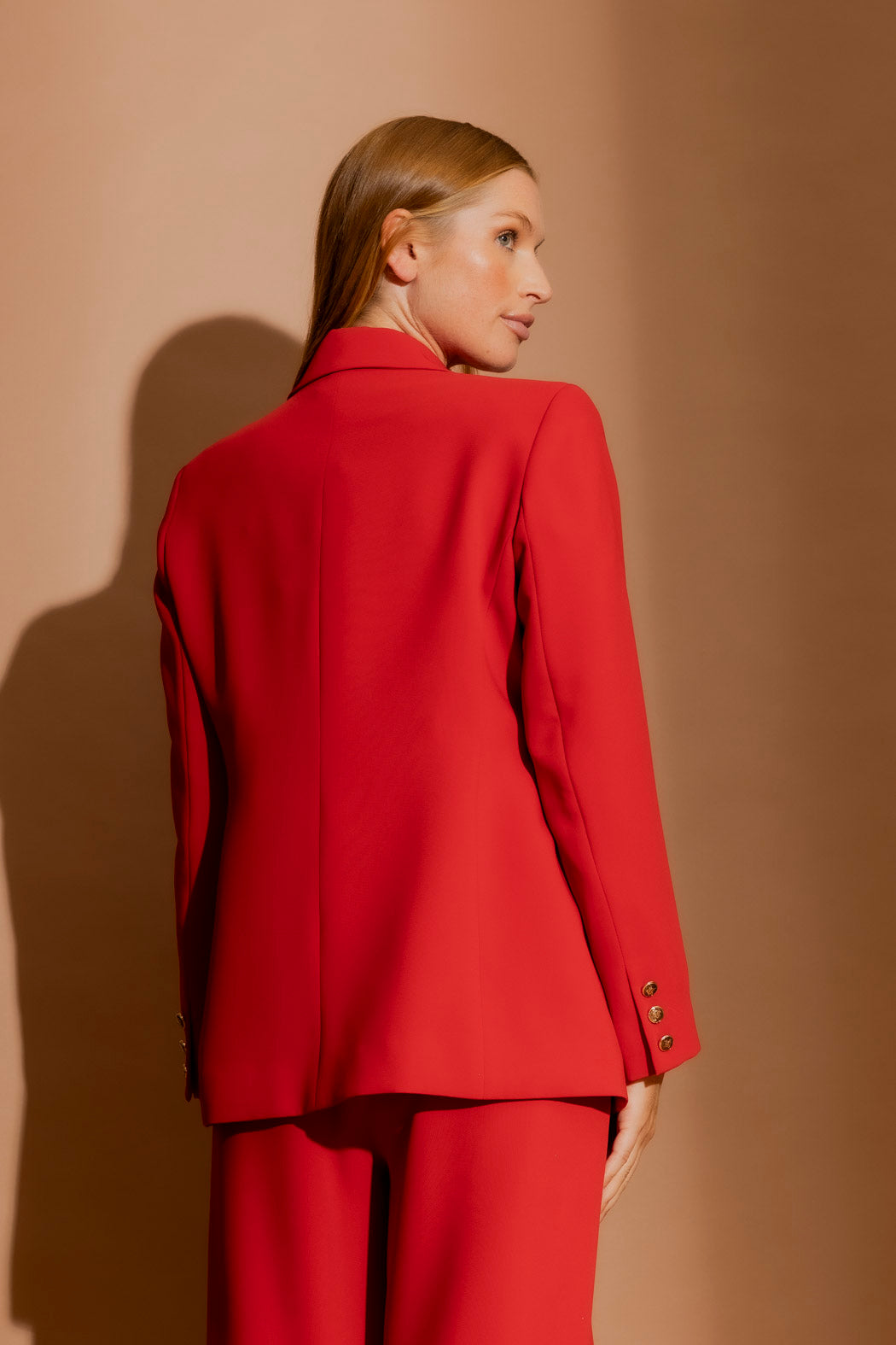 Red Euro Double Breasted Blazer