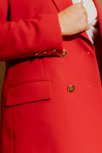 Red Euro Double Breasted Blazer