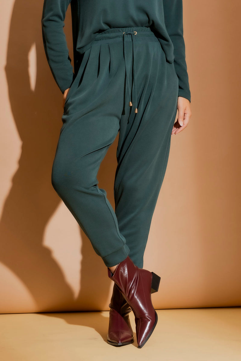 Teal Lux Knit Slouch Pant