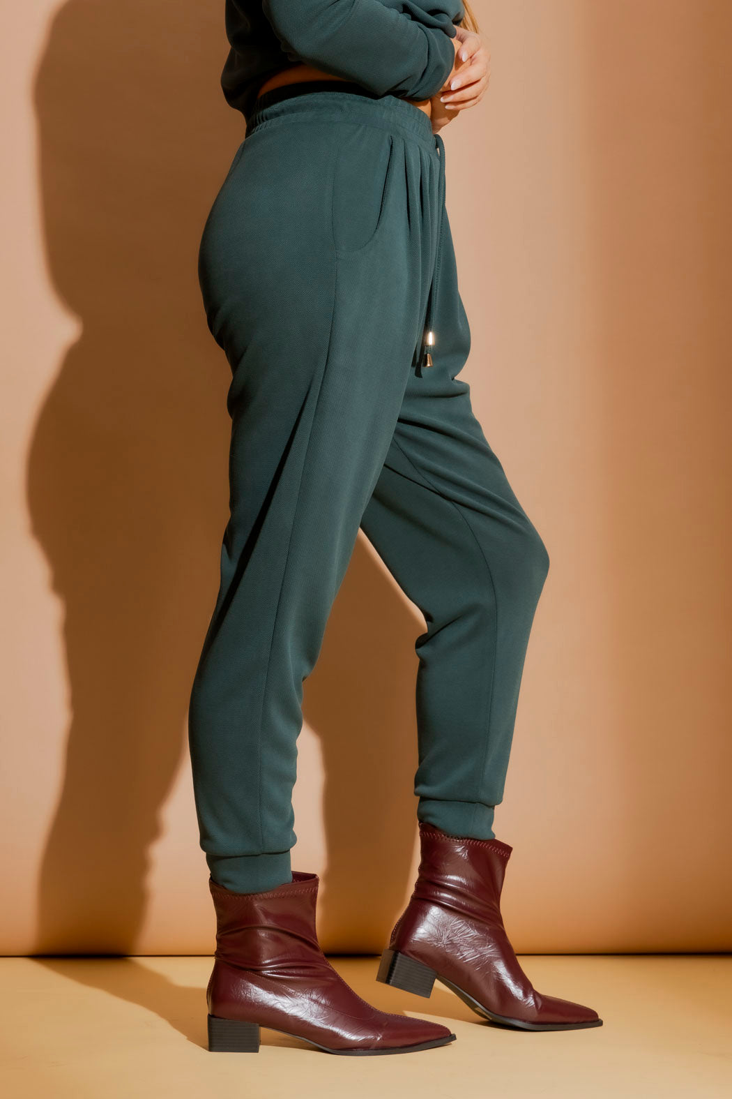 Teal Lux Knit Slouch Pant