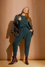 Teal Lux Knit Crew Neck Top