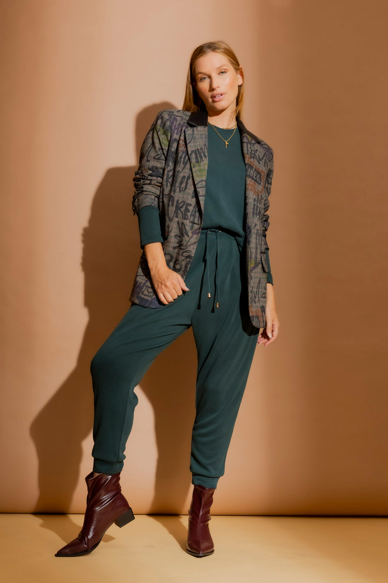 Teal Lux Knit Slouch Pant