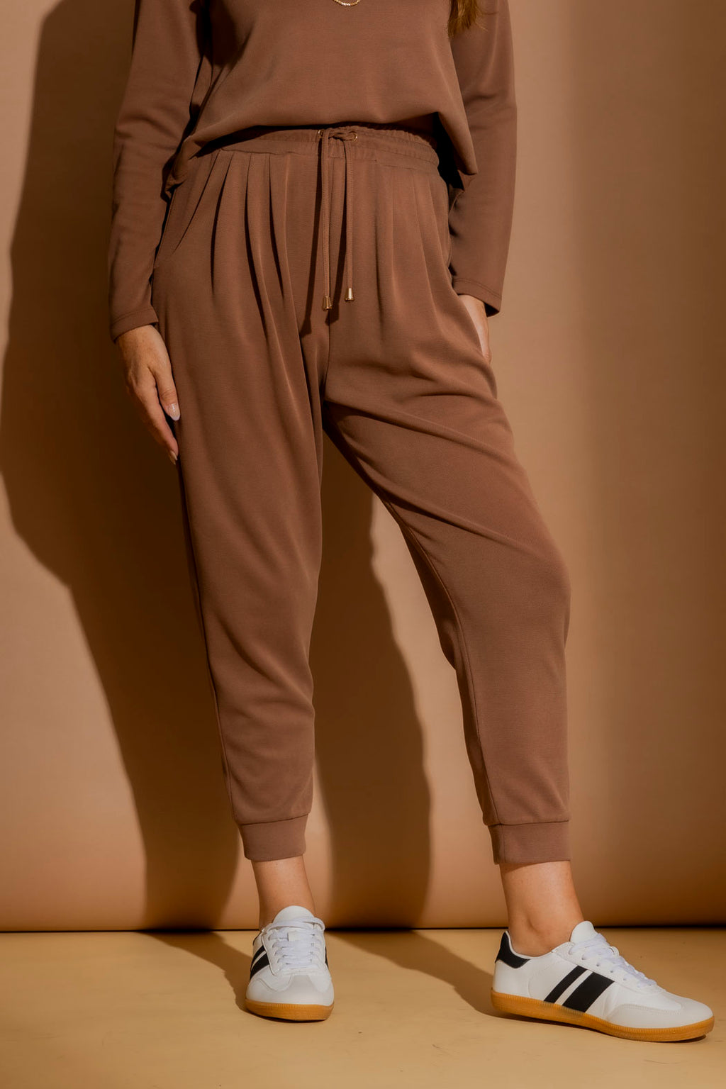 Caramel Lux Knit Slouch Pant