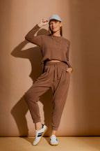 Caramel Lux Knit Slouch Pant