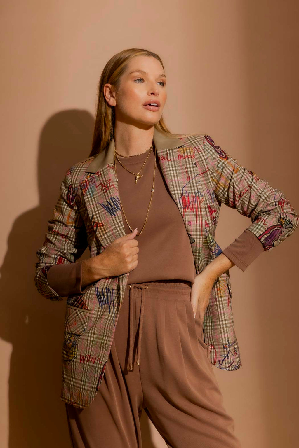 Taupe Sketch Boyfriend Blazer Taupe Sketch