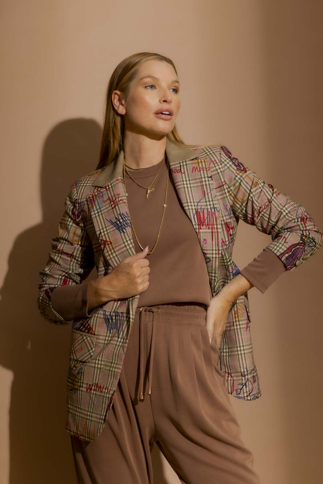 Taupe Sketch Boyfriend Blazer Taupe Sketch