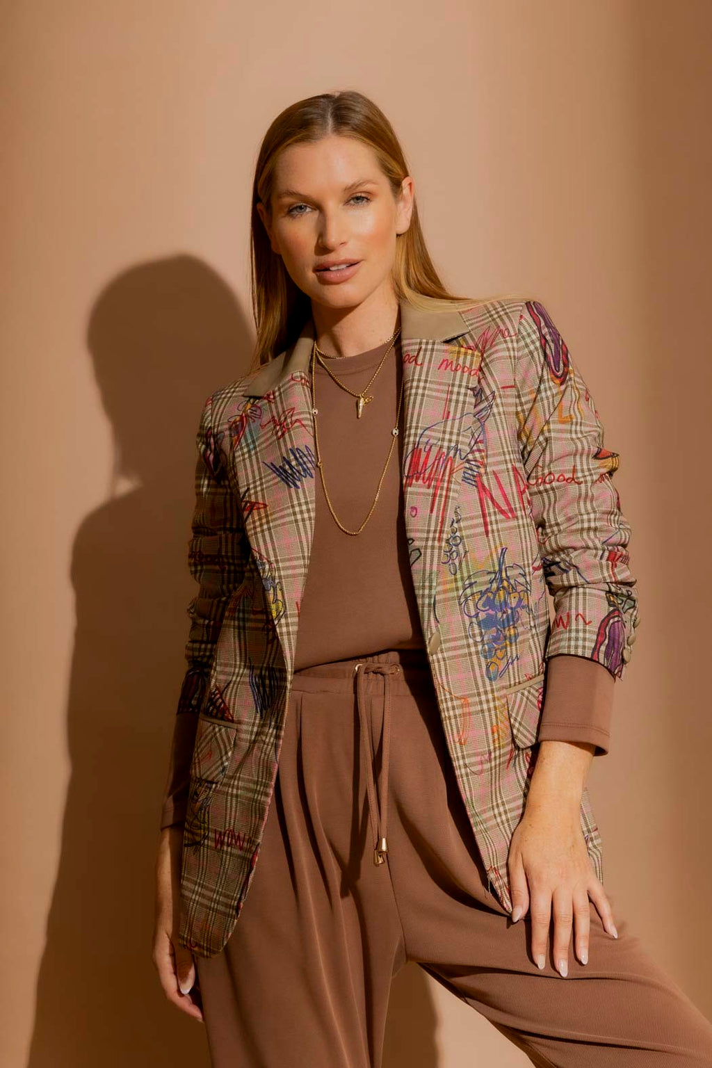 Taupe Sketch Boyfriend Blazer Taupe Sketch