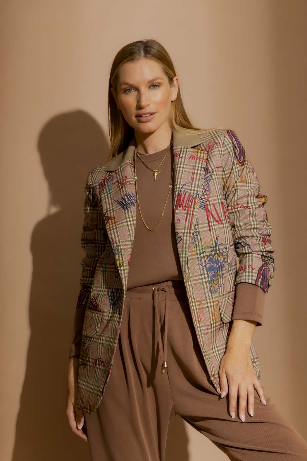 Taupe Sketch Boyfriend Blazer Taupe Sketch