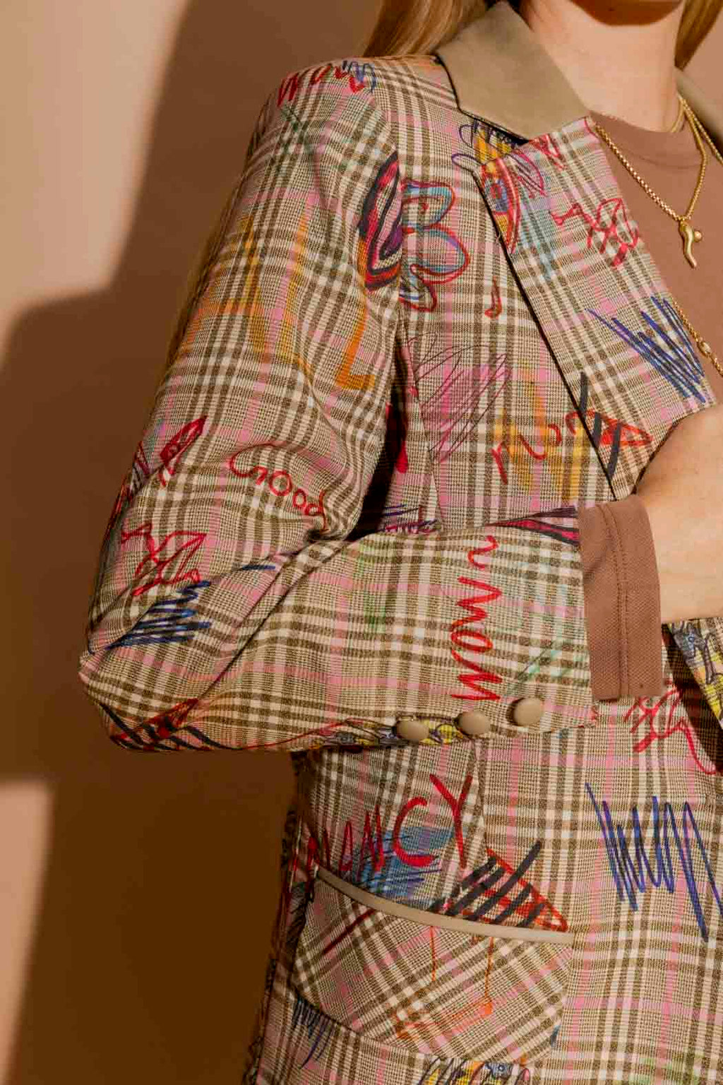 Taupe Sketch Boyfriend Blazer Taupe Sketch